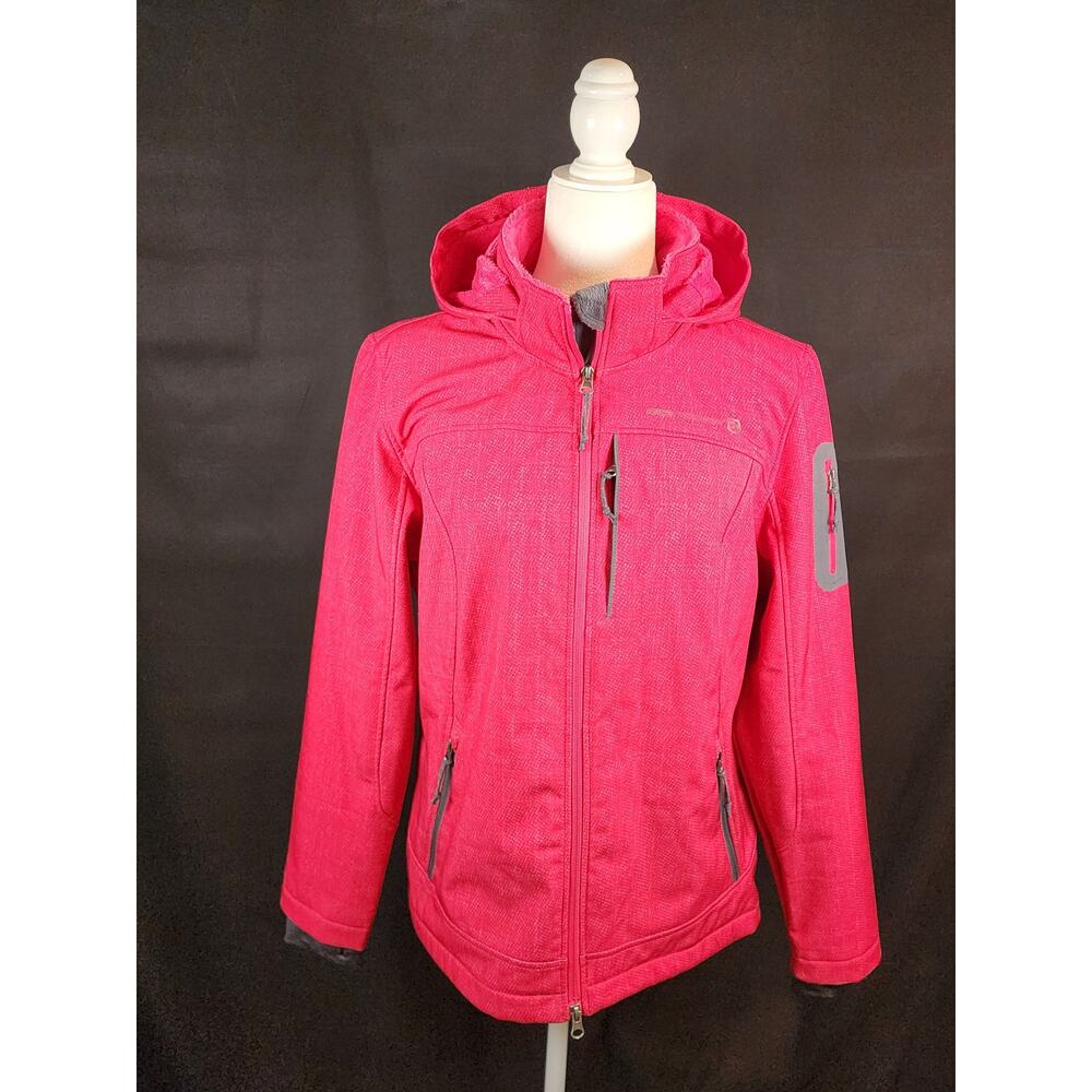 Free Country Softshell polyester fleece hooded jacket, Red, Size L